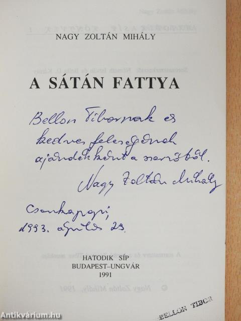 A sátán fattya (dedikált példány)