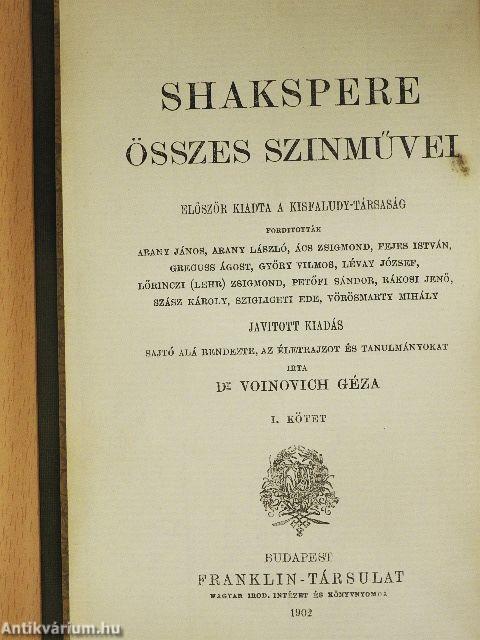 Shakspere összes szinművei 1-6.