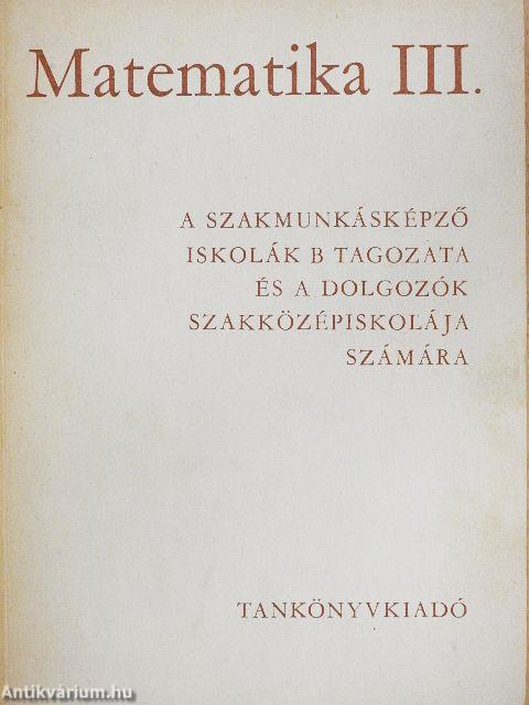 Matematika III.