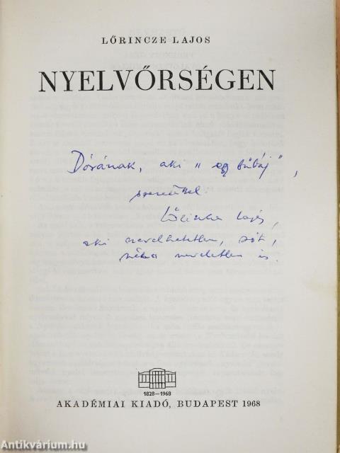 Nyelvőrségen (dedikált példány)