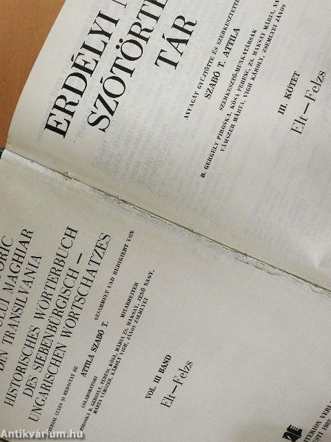 Erdélyi magyar szótörténeti tár III.