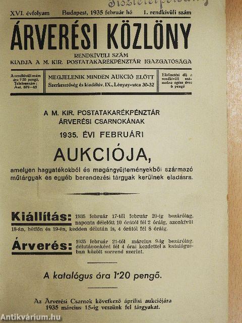 Árverési Közlöny 1935. február