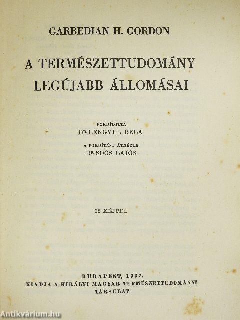 A természettudomány legújabb állomásai