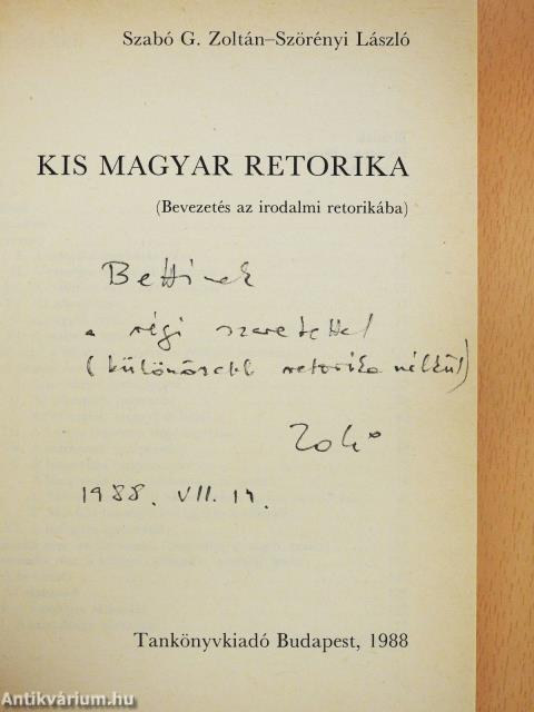 Kis magyar retorika (dedikált példány)