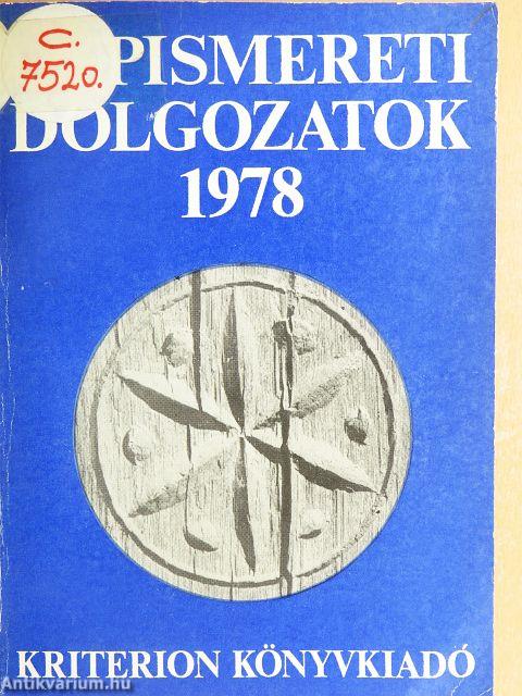 Népismereti dolgozatok 1978