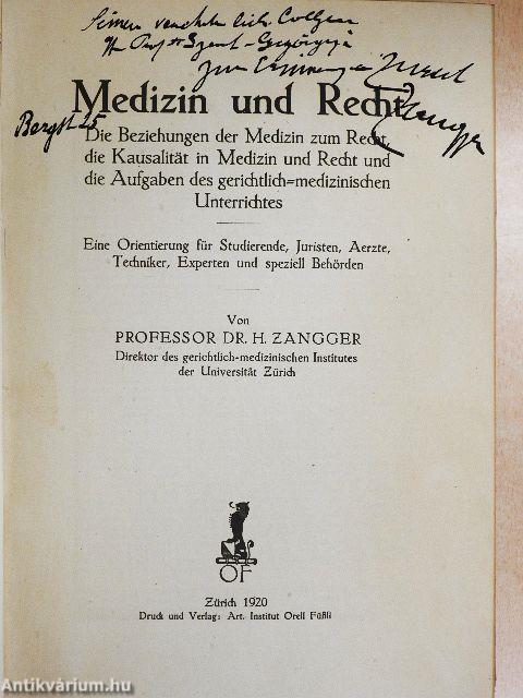 Medizin und recht (dedikált példány)