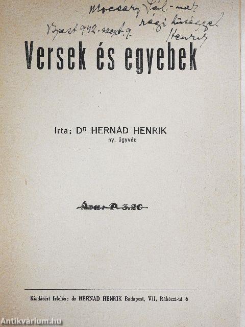 Versek és egyebek (dedikált példány)