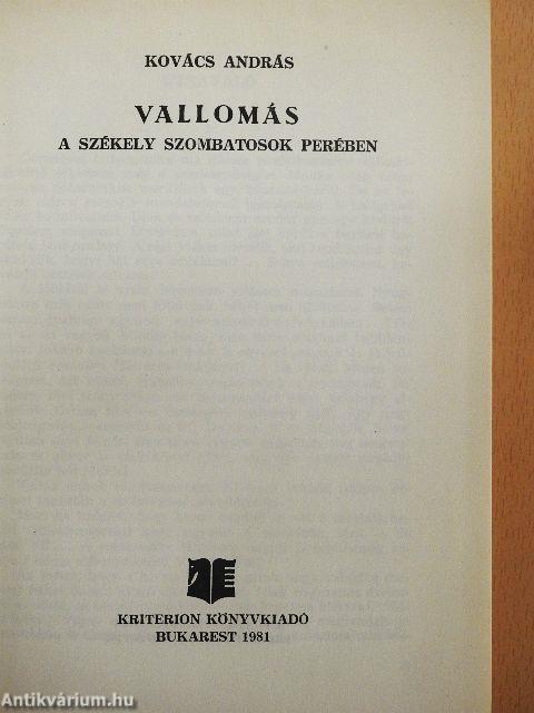 Vallomás a székely szombatosok perében