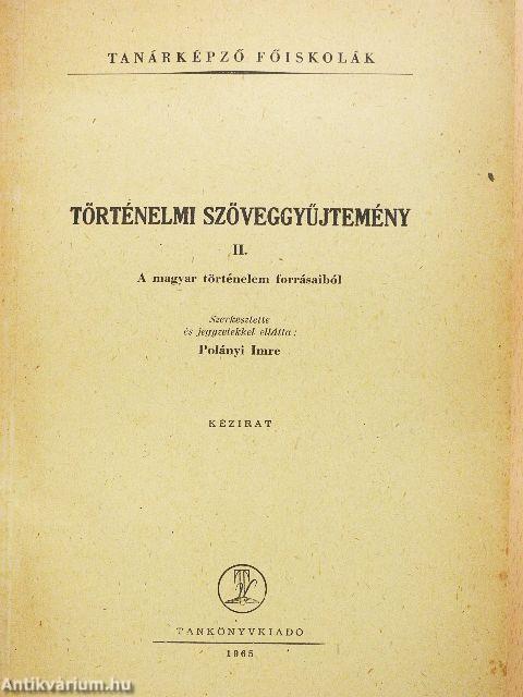 Történelmi szöveggyűjtemény II.