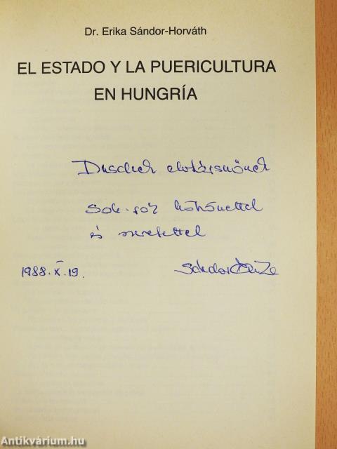 El estado y la puericultura en Hungría (dedikált példány)