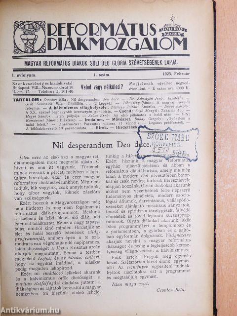 Református Diákmozgalom 1925. február-május/1925-1926. szeptember-június