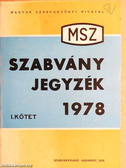 MSZ szabványjegyzék 1978 I-II.