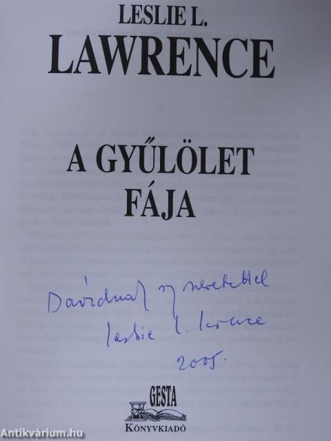 A gyűlölet fája (dedikált példány)