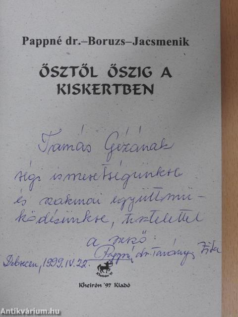 Ősztől őszig a kiskertben (dedikált példány)