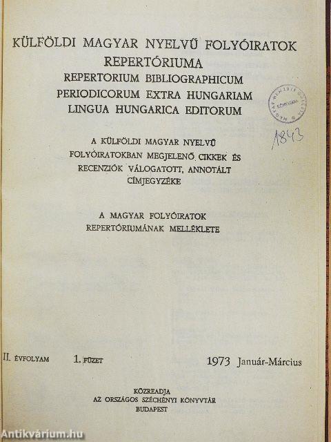 Külföldi magyar nyelvű folyóiratok repertóriuma 1973. január-december