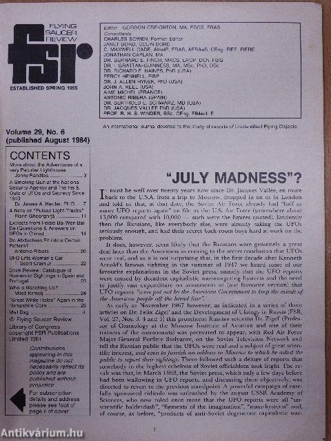 Flying Saucer Review August 1984