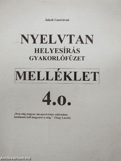 Nyelvtan helyesírás gyakorlófüzet 4. o.