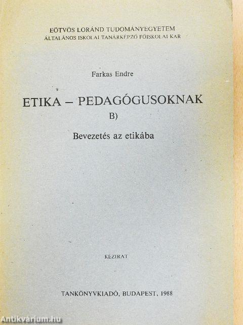 Etika - pedagógusoknak B.