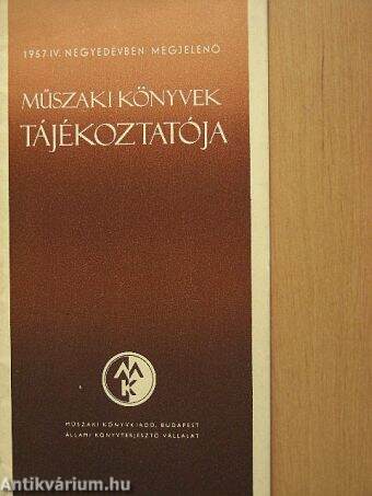 1957. IV. negyedévben megjelenő műszaki könyvek tájékoztatója