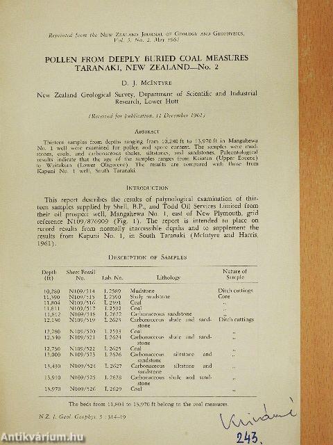 Pollen from Deeply Buried Coal Measures, Taranaki, New Zealand 1-2.