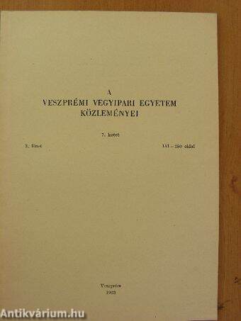 A Veszprémi Vegyipari Egyetem közleményei 7. kötet 3. füzet