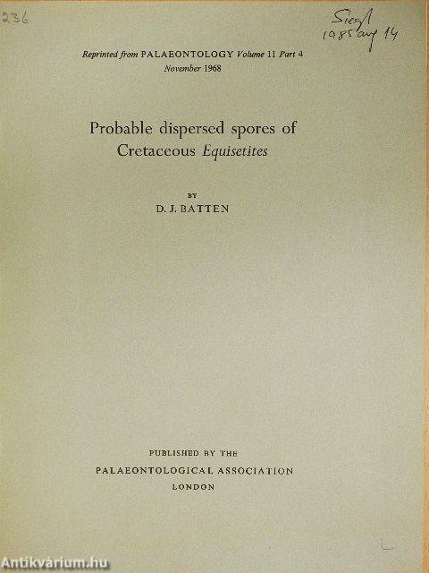 Probable dispersed spores of Cretaceous Equisetites