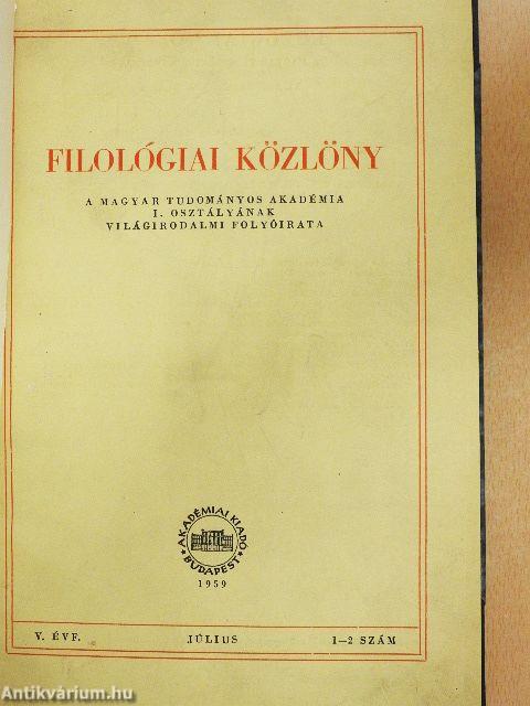 Filológiai Közlöny 1959/1-4.