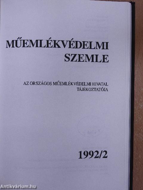 Műemlékvédelmi szemle 1992/1-2.