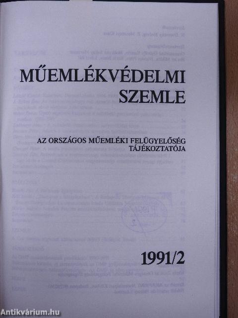 Műemlékvédelmi szemle 1991/1-2.