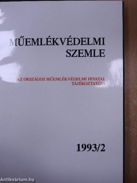 Műemlékvédelmi szemle 1993/1-2.