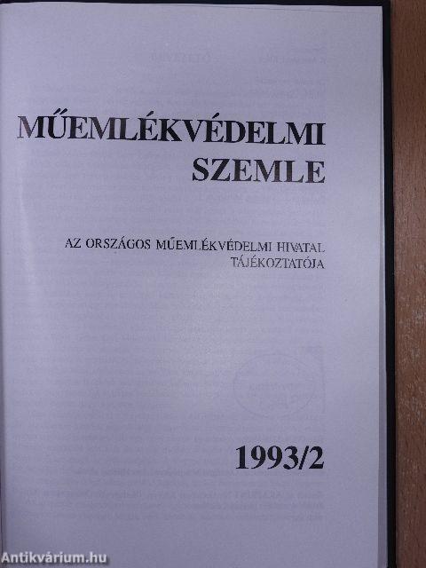 Műemlékvédelmi szemle 1993/1-2.