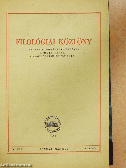 Filológiai Közlöny 1958/1-4.