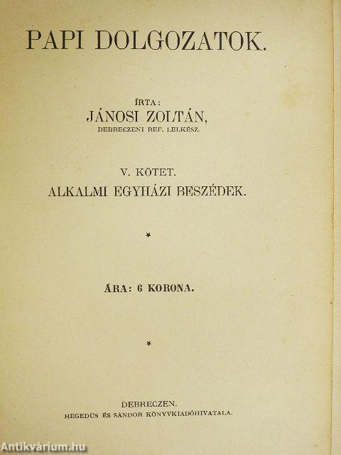 Papi dolgozatok V.