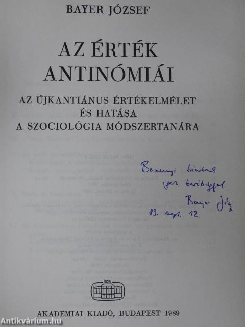 Az érték antinómiái (dedikált példány)