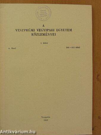 A Veszprémi Vegyipari Egyetem közleményei 7. kötet 4. füzet