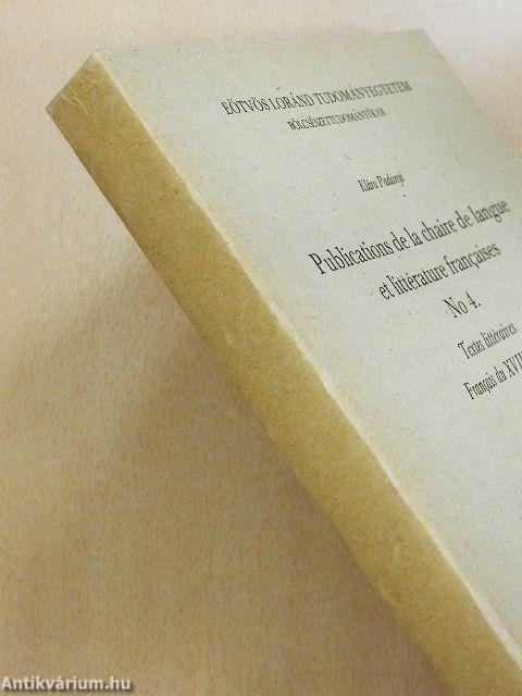 Publications de la chaire de langue et littérature francaise 4.