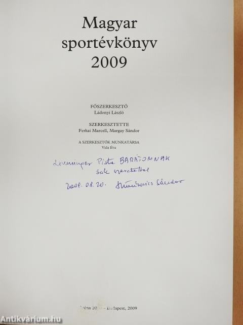 Magyar sportévkönyv 2009 (dedikált példány)