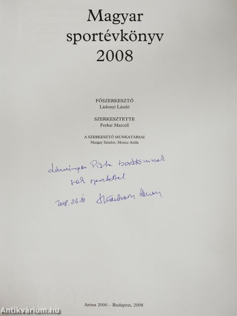 Magyar sportévkönyv 2008 (dedikált példány)