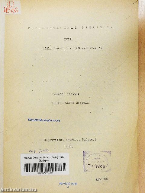 Fotóesztétikai bibliográfia XVIII.