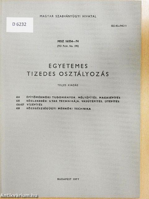 Egyetemes tizedes osztályozás 624-628.