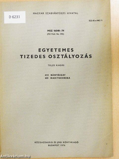 Egyetemes tizedes osztályozás 622-623.