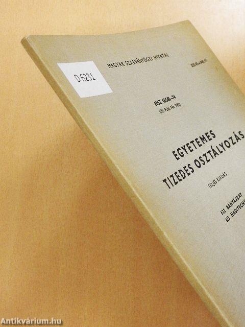 Egyetemes tizedes osztályozás 622-623.