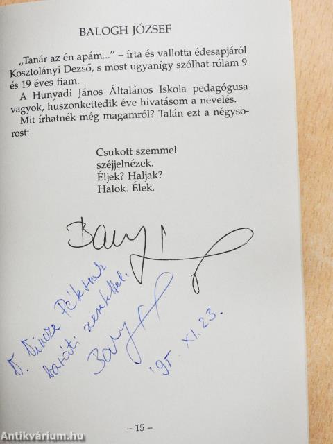 Szavak remegnek bennem (többszörösen dedikált példány)