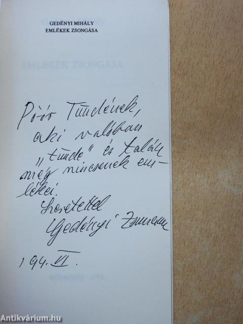 Emlékek zsongása (dedikált példány)