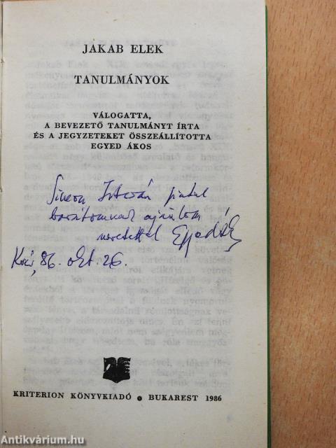 Tanulmányok (dedikált példány)