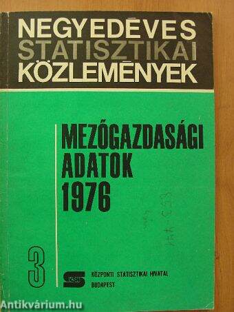 Mezőgazdasági adatok 1976/3.