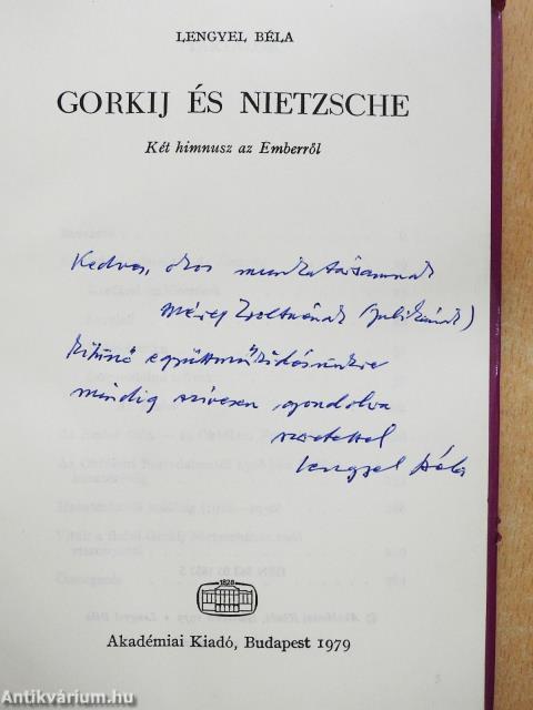Gorkij és Nietzsche (dedikált példány)