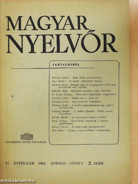 Magyar Nyelvőr 1963. április-június