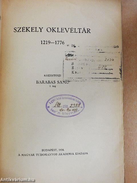 Székely oklevéltár