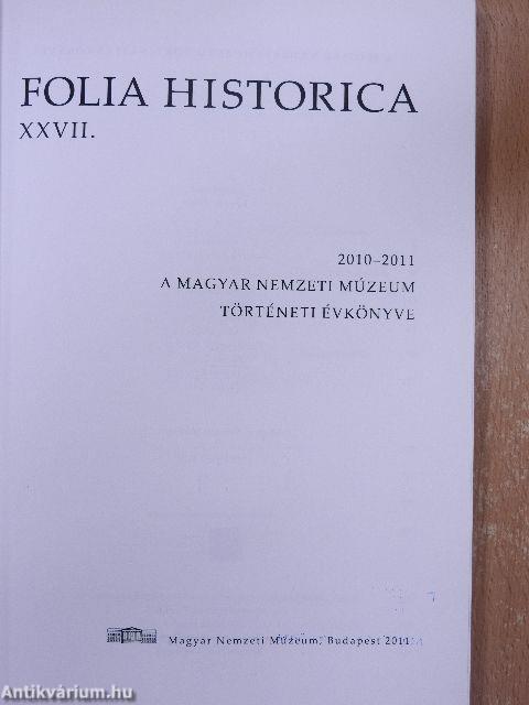 Folia Historica XXVII.